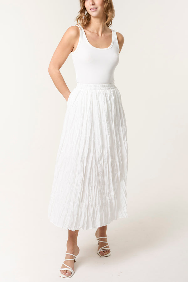 Qed London Crinkled Texture Midi Skirt