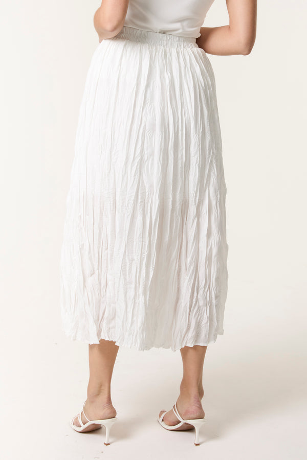 Qed London Crinkled Texture Midi Skirt
