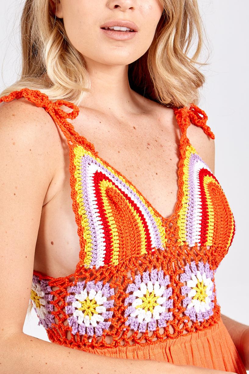 Qed London Crochet Cami Maxi Dress