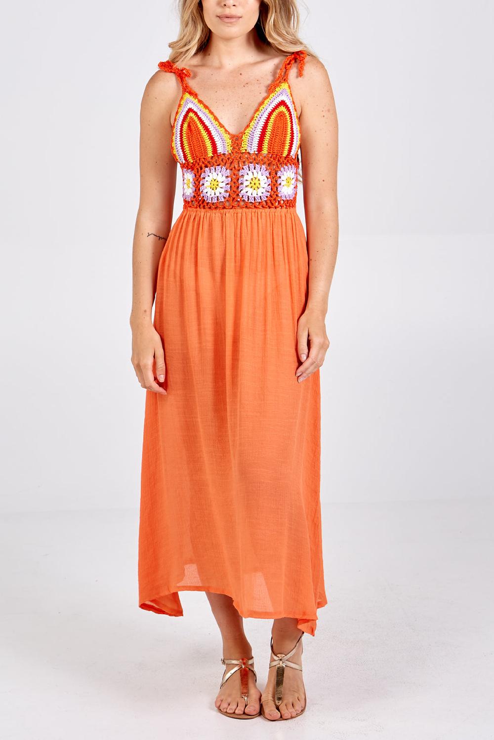 qed london Crochet Cami Maxi Dress