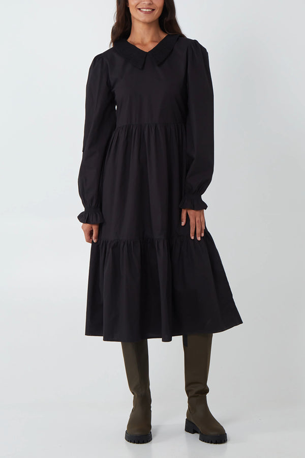 qed london Crochet Collar Midi Dress