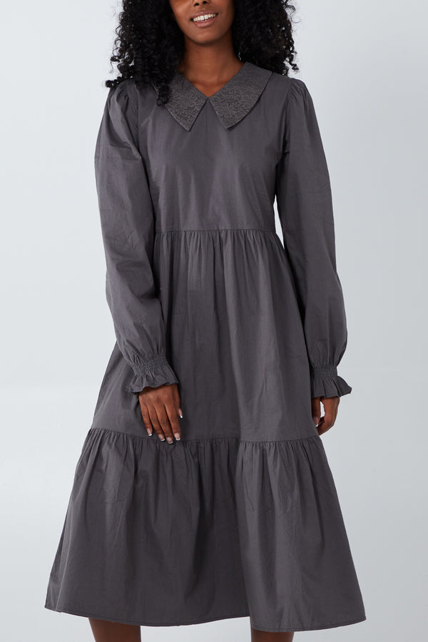 qed london Crochet Collar Midi Dress