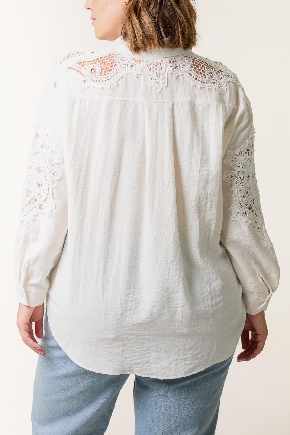 Qed London Crochet Detail Button Through Shirt