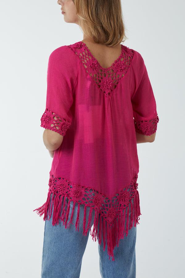 Qed London Crochet Detail Tunic Top