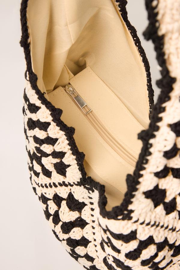 Qed London Crochet Hobo Tote Bag