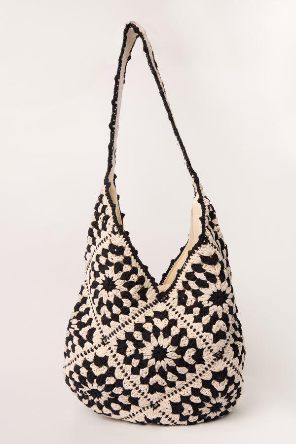qed london Crochet Hobo Tote Bag