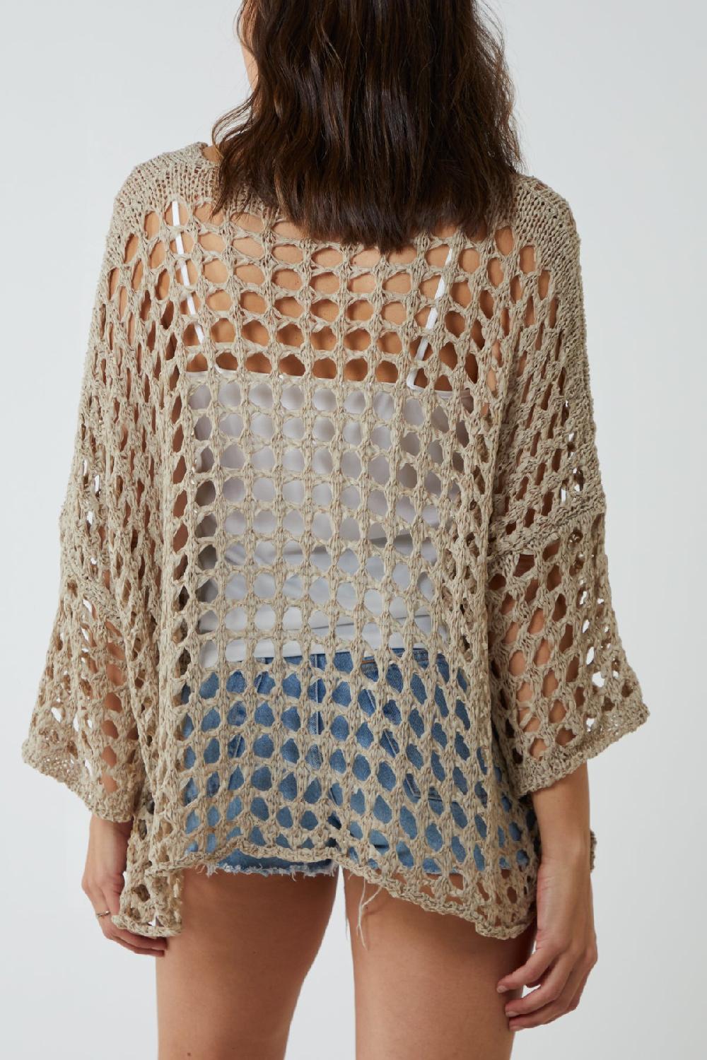 Qed London Crochet Round Neck Long Sleeve Top