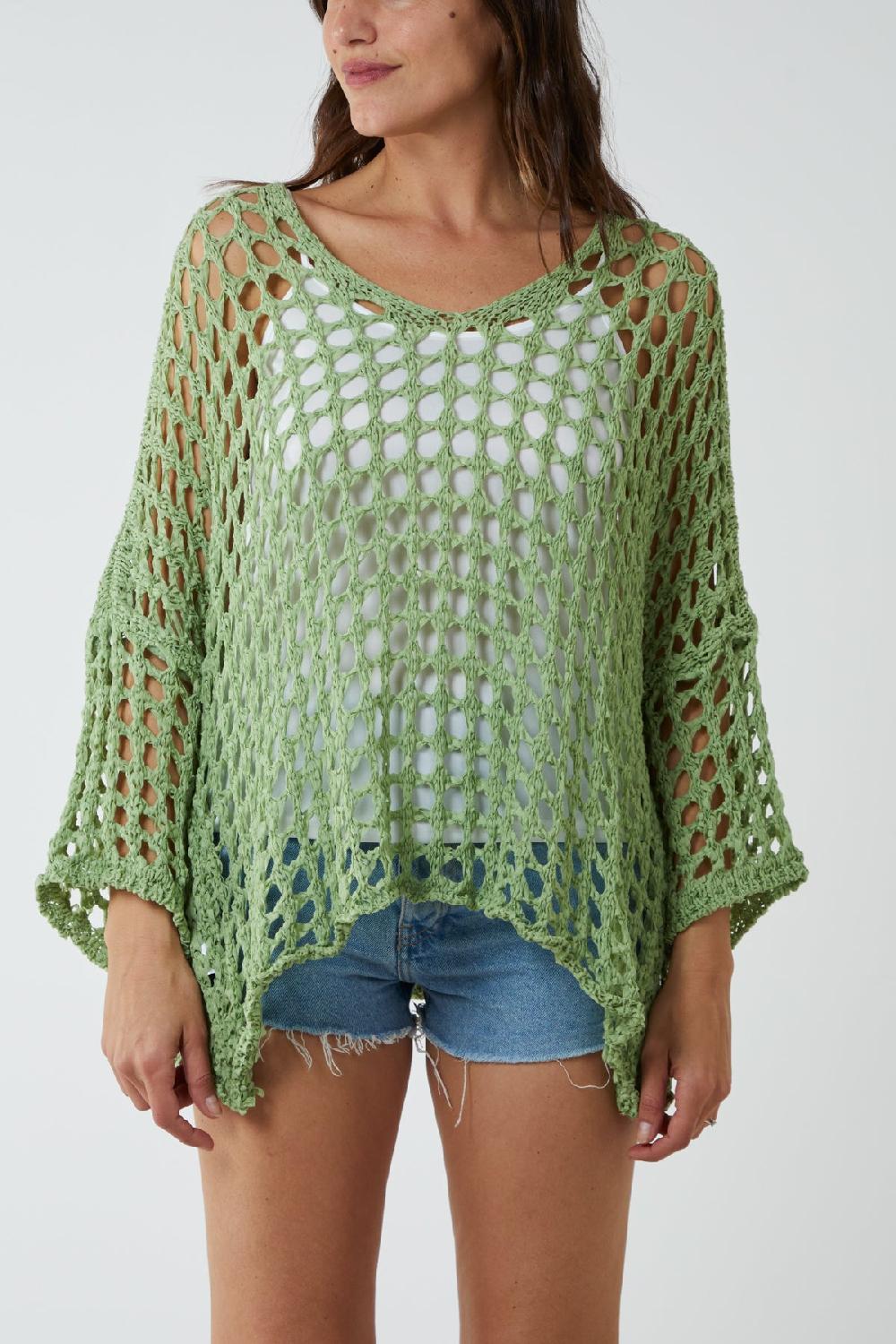 Qed London Crochet Round Neck Long Sleeve Top