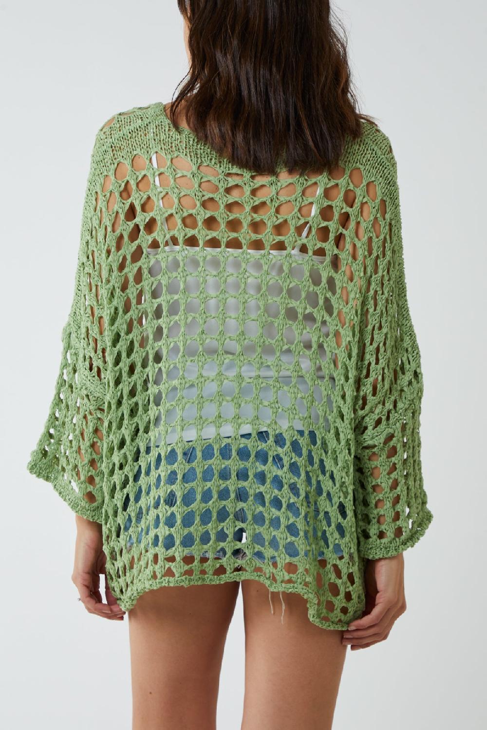 Qed London Crochet Round Neck Long Sleeve Top