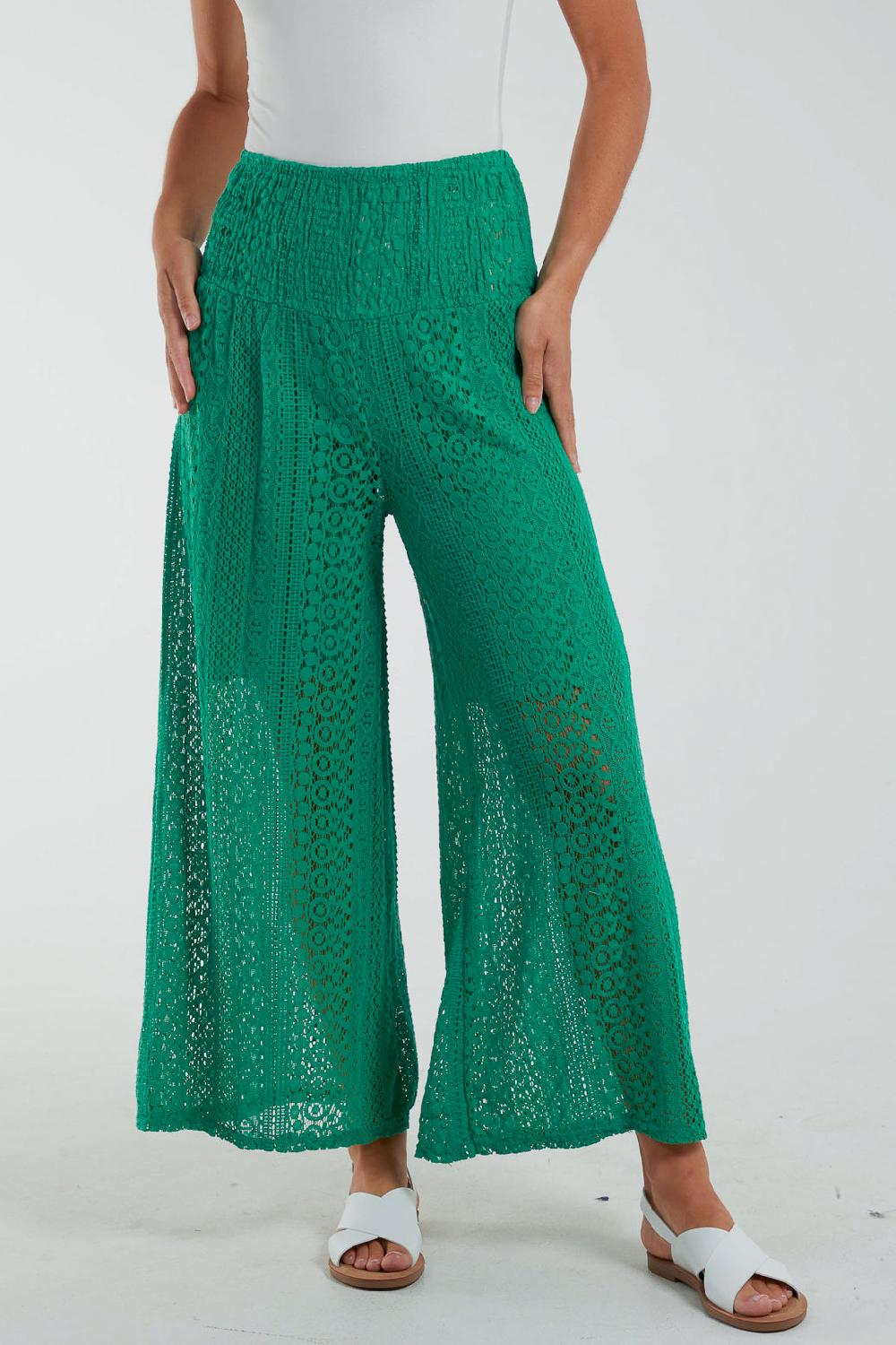 qed london Crochet Shirred Waist Culottes