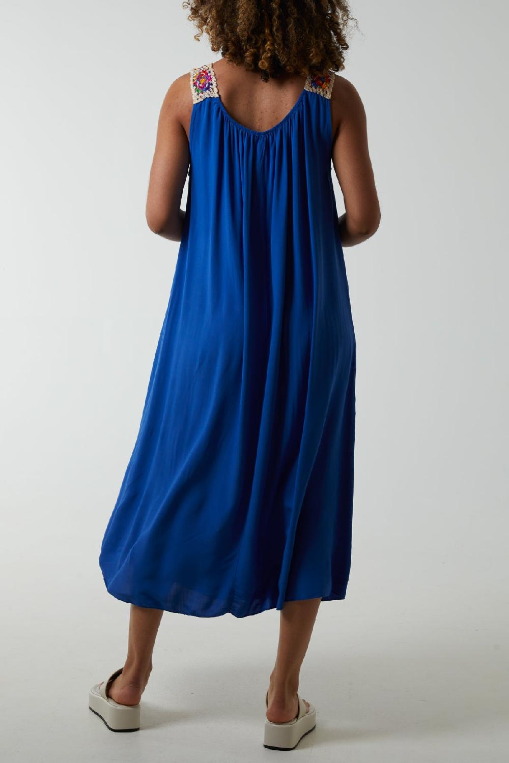 Qed London Crochet Sleeve Midi Dress