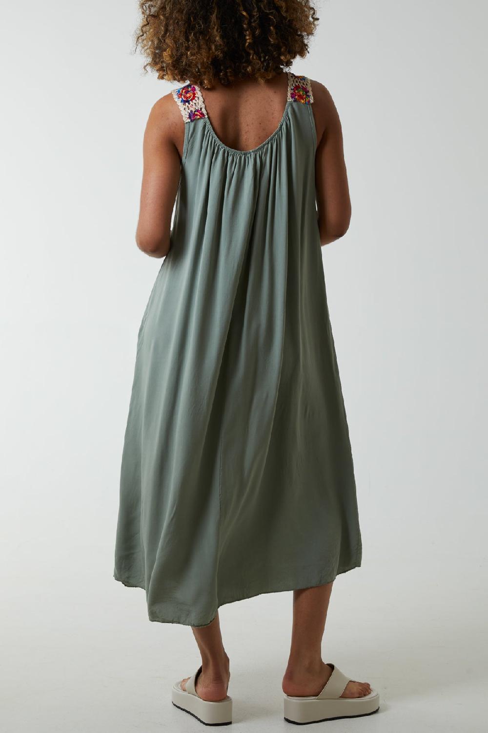 Qed London Crochet Sleeve Midi Dress