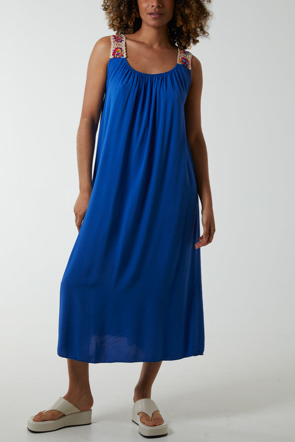 qed london Crochet Sleeve Midi Dress