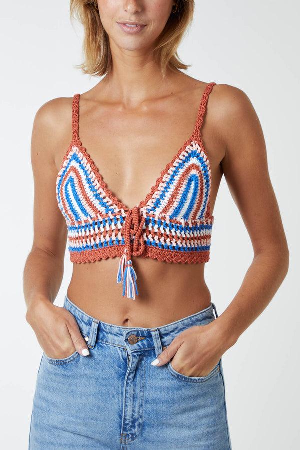 qed london Crochet Tie Neck Bralet