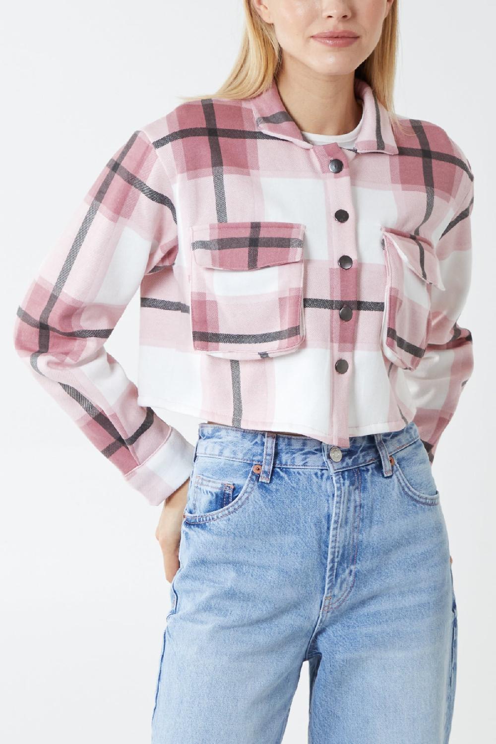 Qed London Crop Check Shacket