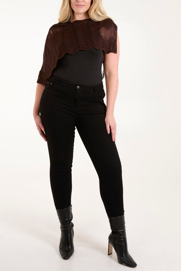 Qed London Cropped One Shoulder Poncho