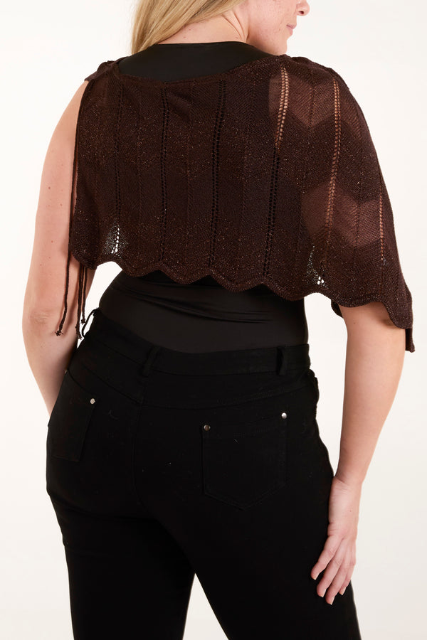 Qed London Cropped One Shoulder Poncho