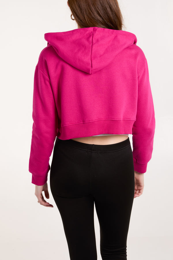 Qed London Cropped Zip Through Hoodie