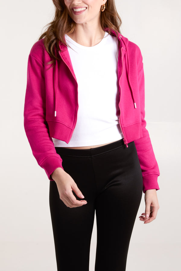 qed london Cropped Zip Through Hoodie