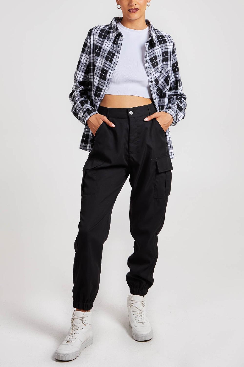 Qed London Cuffed Pocket Cargo Trousers