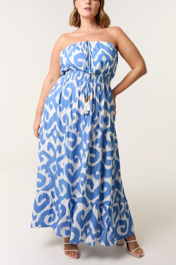 qed london Curve Bandeau Shirred Waist Maxi Dress