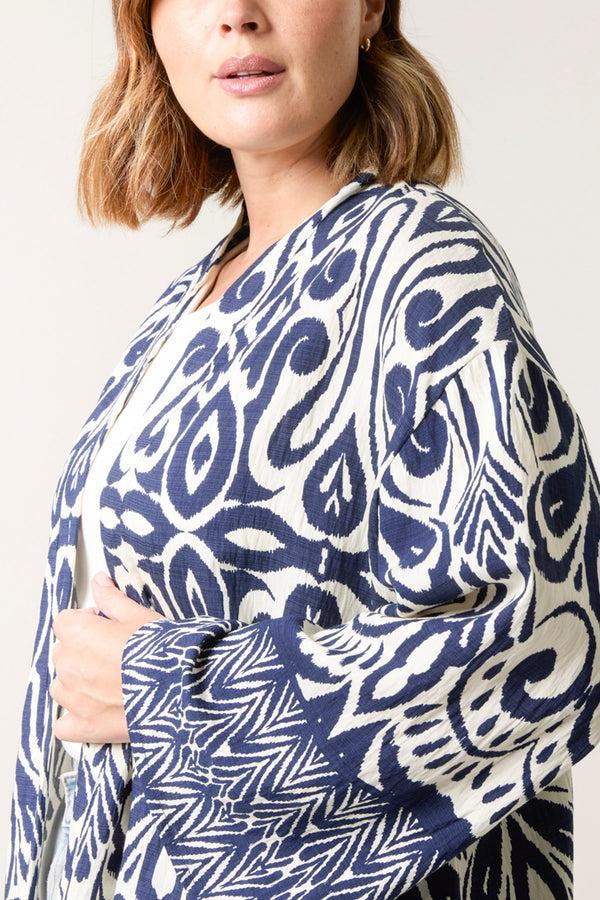 Qed London Curve Border Print Kimono