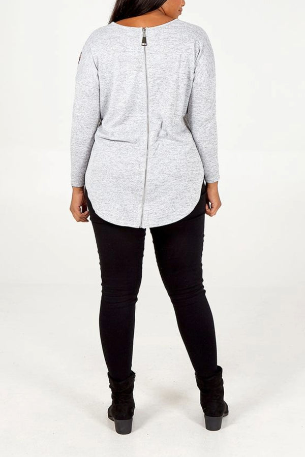 Qed London Curve Butterfly Print Back Zip Top