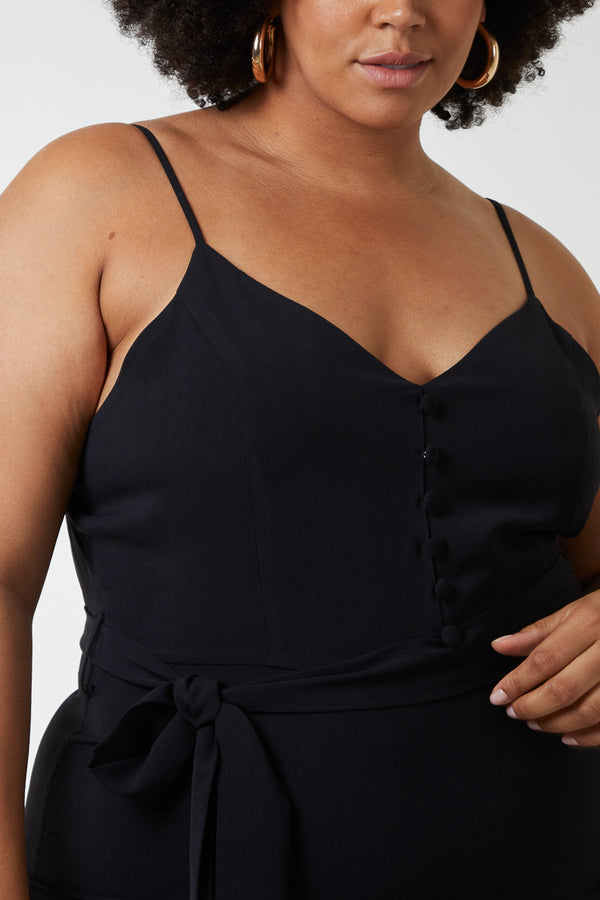 Qed London Curve Button Front Cami Jumpsuit