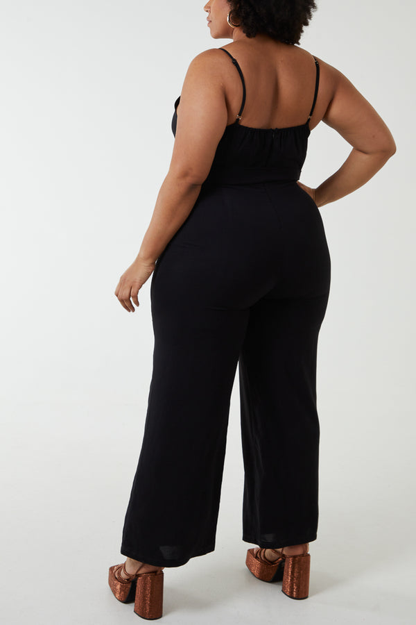 Qed London Curve Button Front Cami Jumpsuit