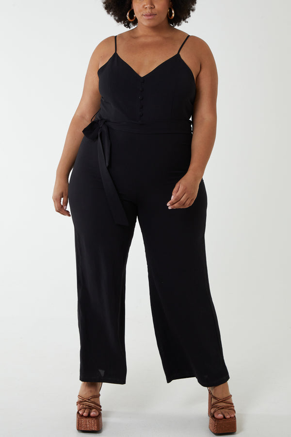 qed london Curve Button Front Cami Jumpsuit