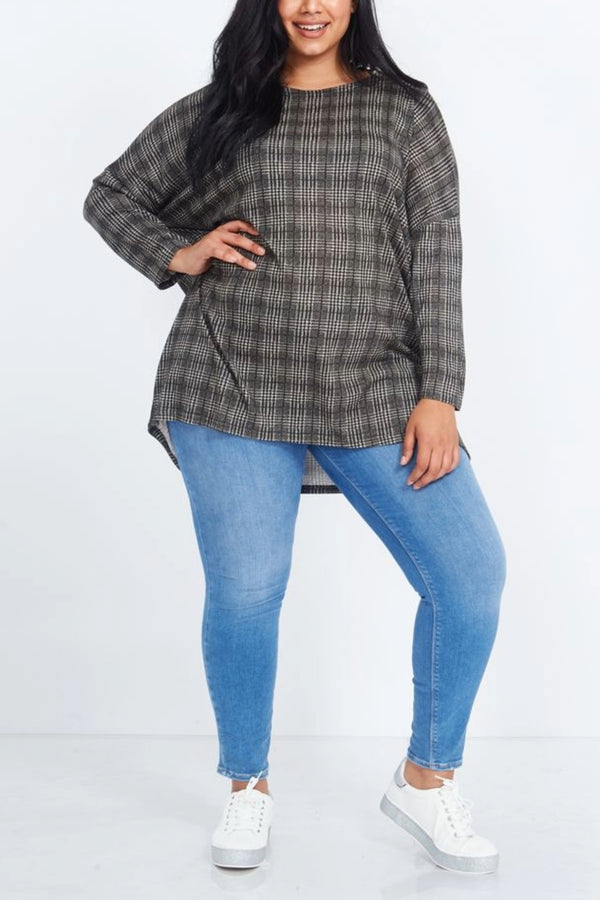 Qed London Curve Check Batwing Top