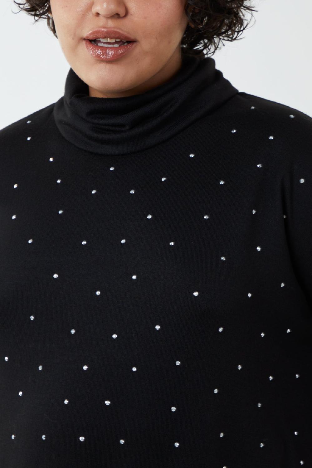 Qed London Curve Diamante Roll Neck