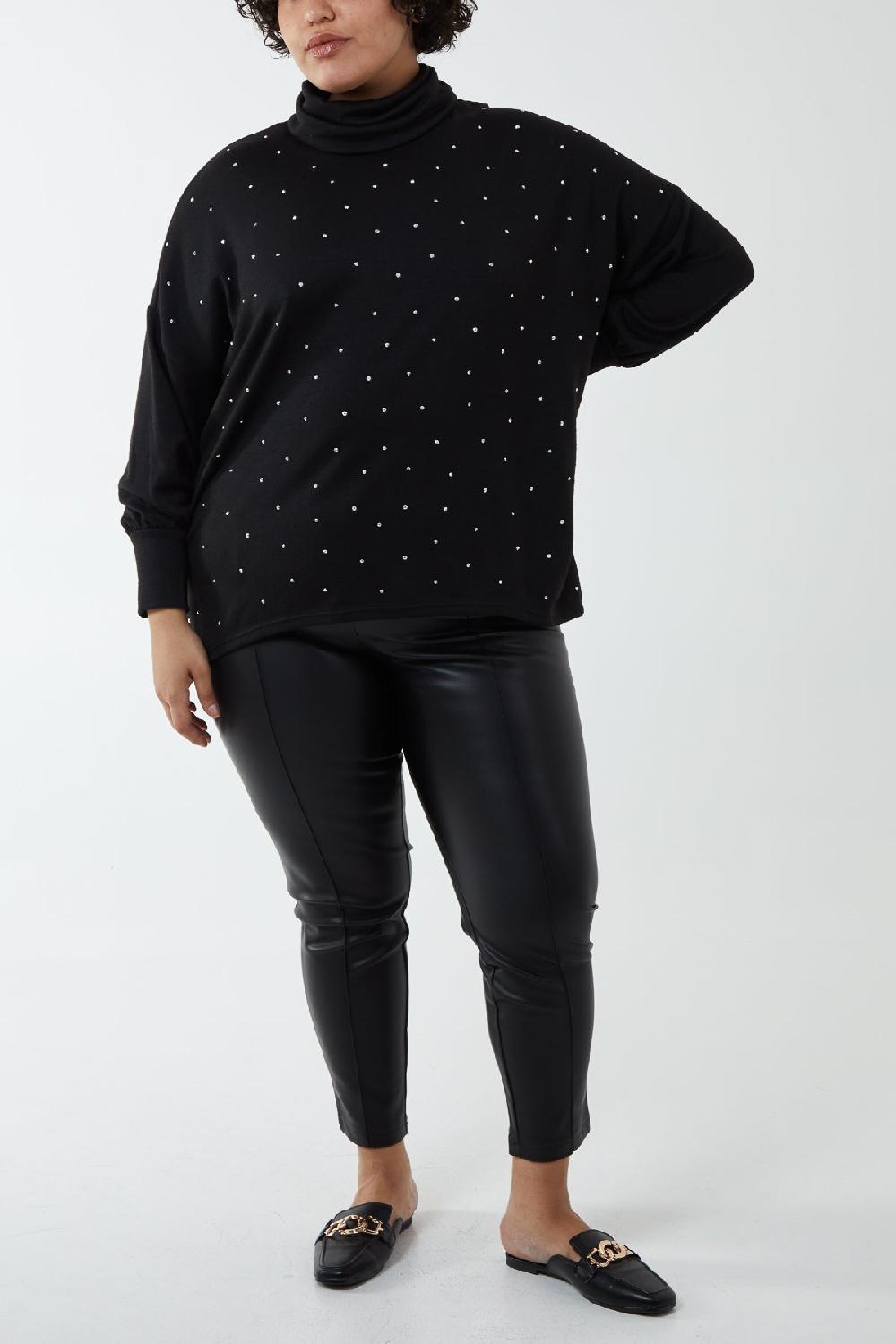 Qed London Curve Diamante Roll Neck