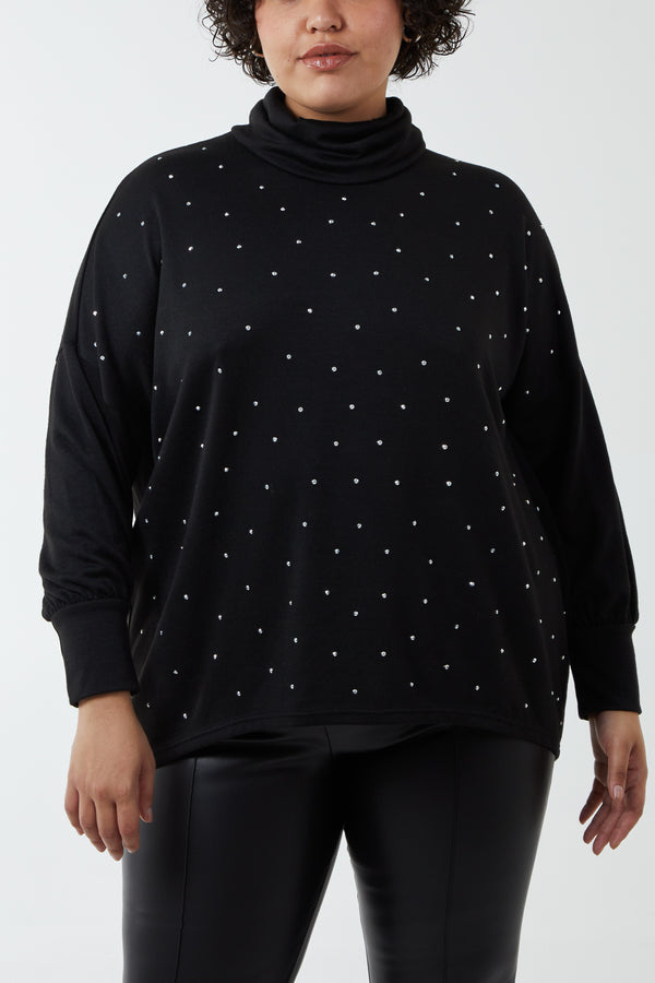 qed london Curve Diamante Roll Neck
