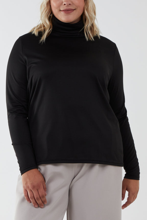 qed london Curve Fleece Lined Roll Neck Top
