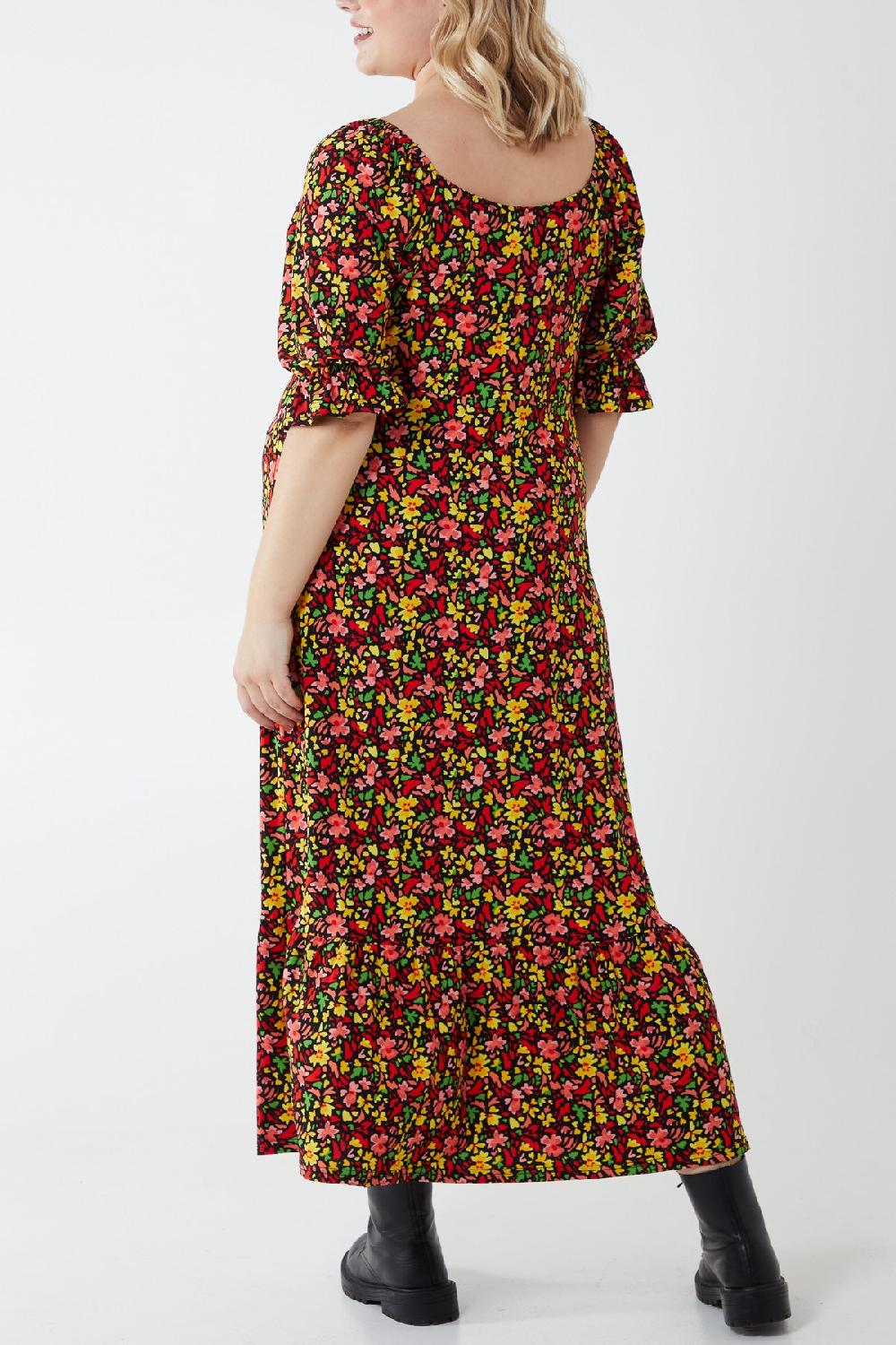 Qed London Curve Floral Gypsy Midi Smock Dress