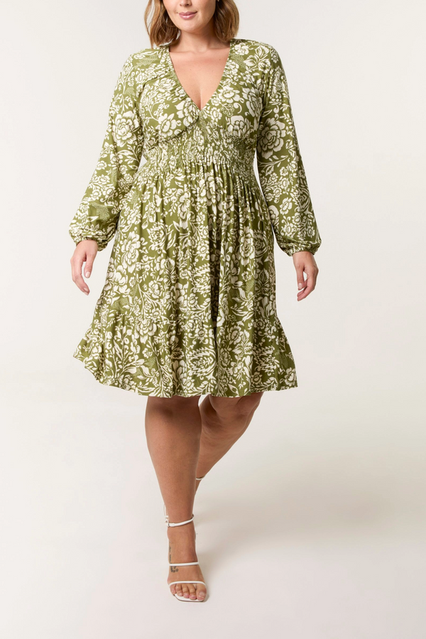 qed london Curve Floral Print Stretch Dress