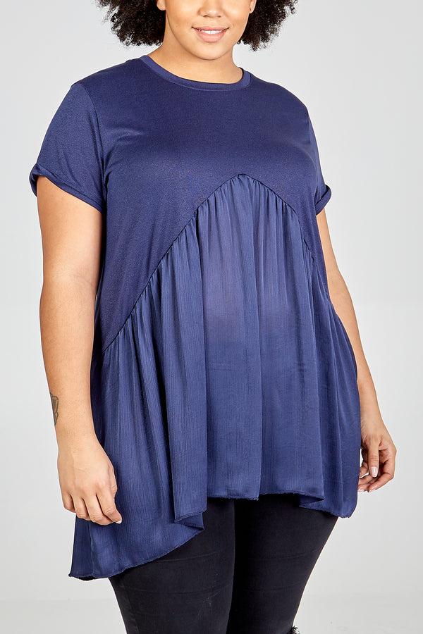 Qed London Curve Satin Insert High Low Top