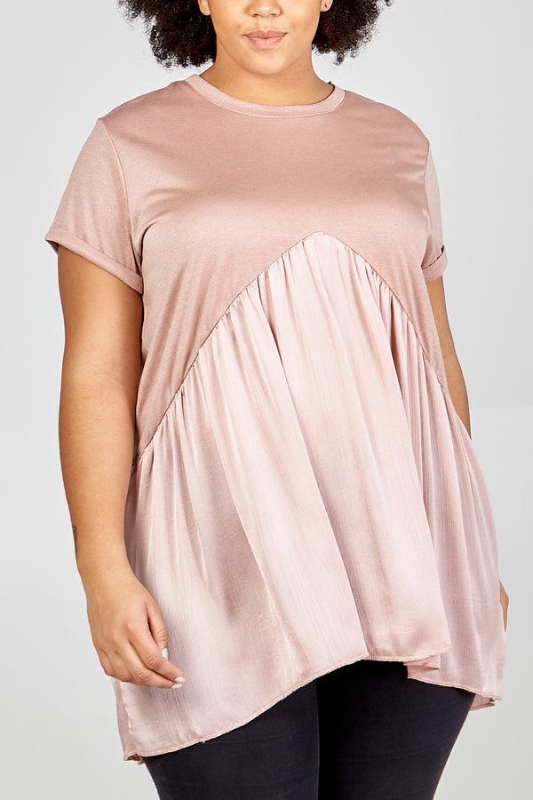 Qed London Curve Satin Insert High Low Top