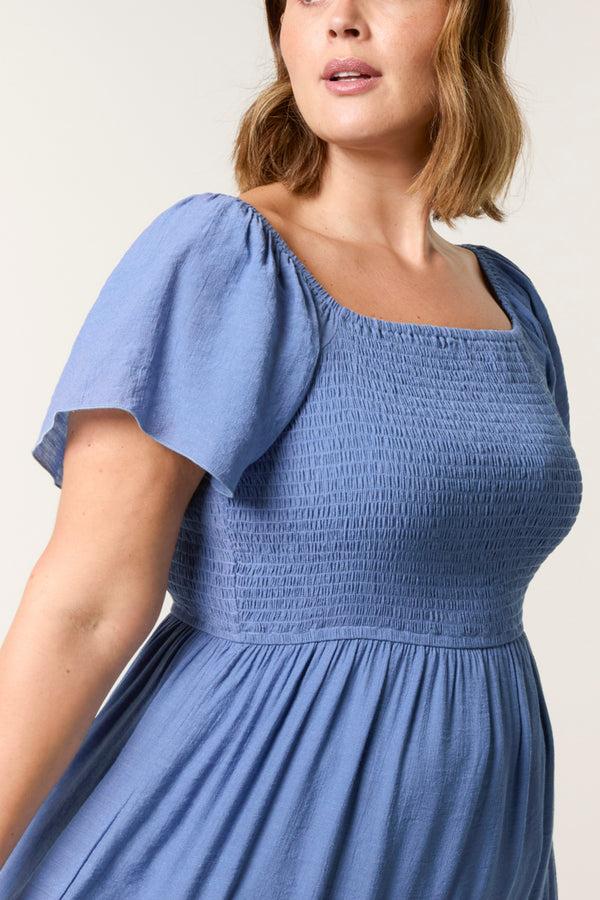 Qed London Curve Shirred & Tiered Midi Dress