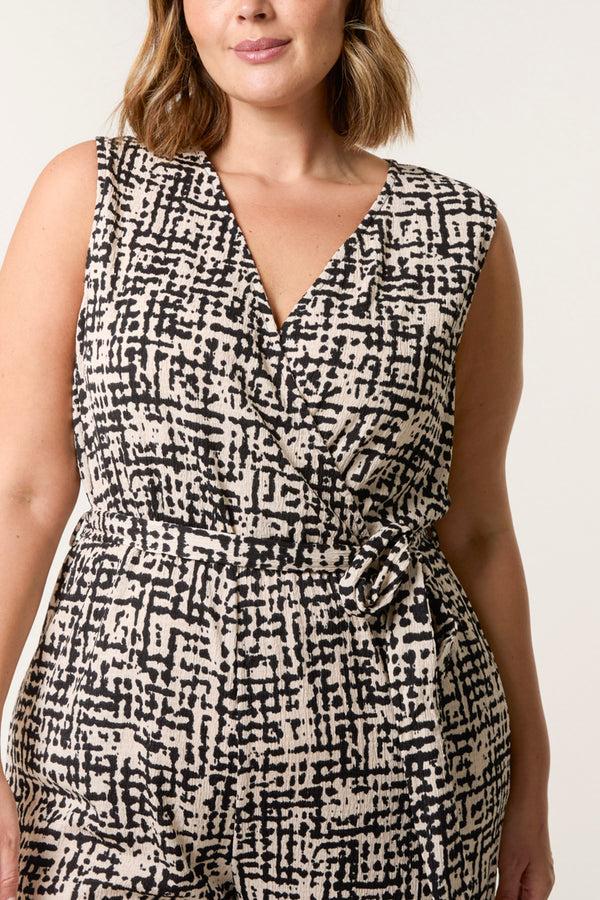 Qed London Curve Sleeveless Belted Jumpsuit