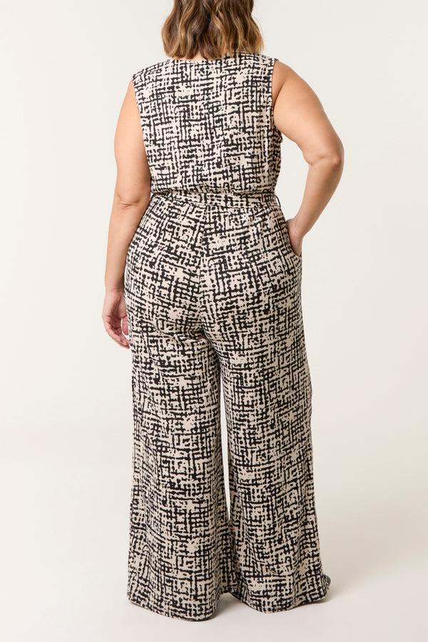 Qed London Curve Sleeveless Belted Jumpsuit