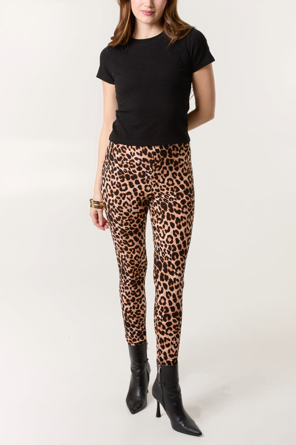 Qed London Curve Soft Touch Leopard Print Leggings