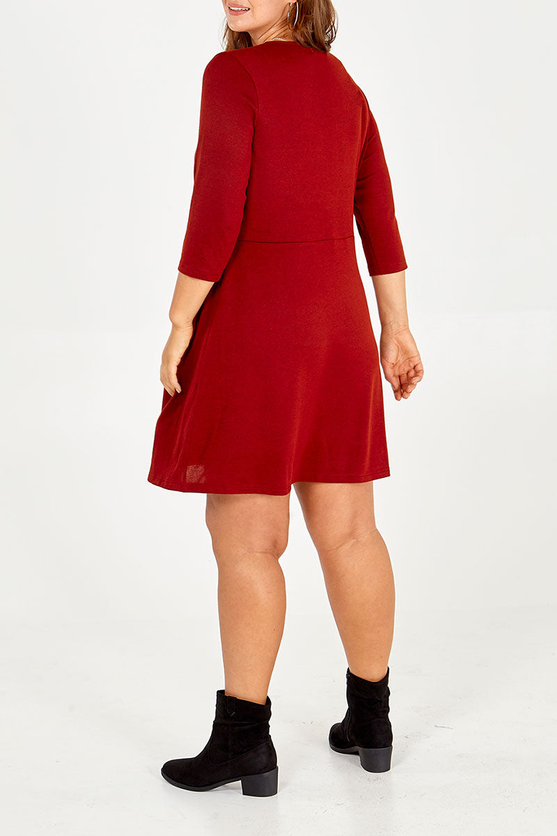 Qed London Curve Wrap Front Button Down Dress