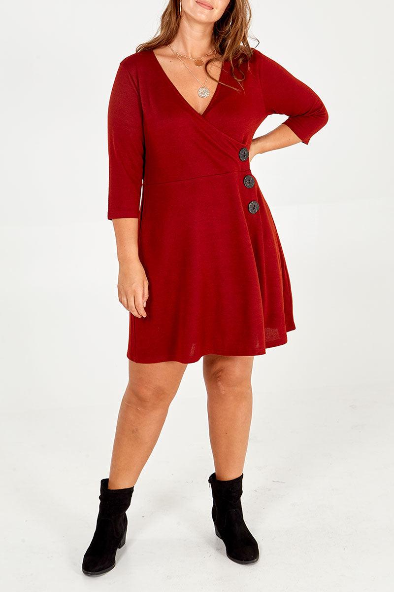 qed london Curve Wrap Front Button Down Dress