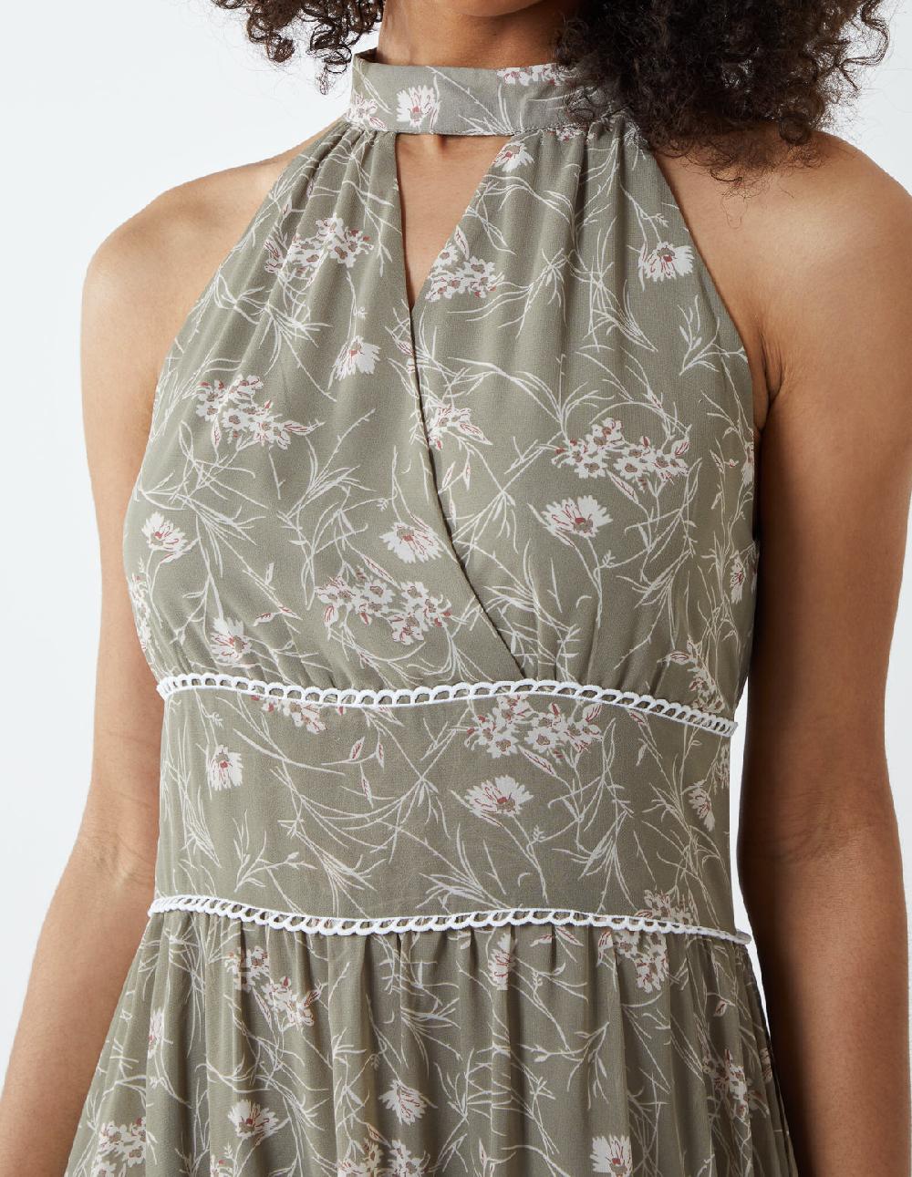 Qed London Cut Out Halter Neck Maxi Dress