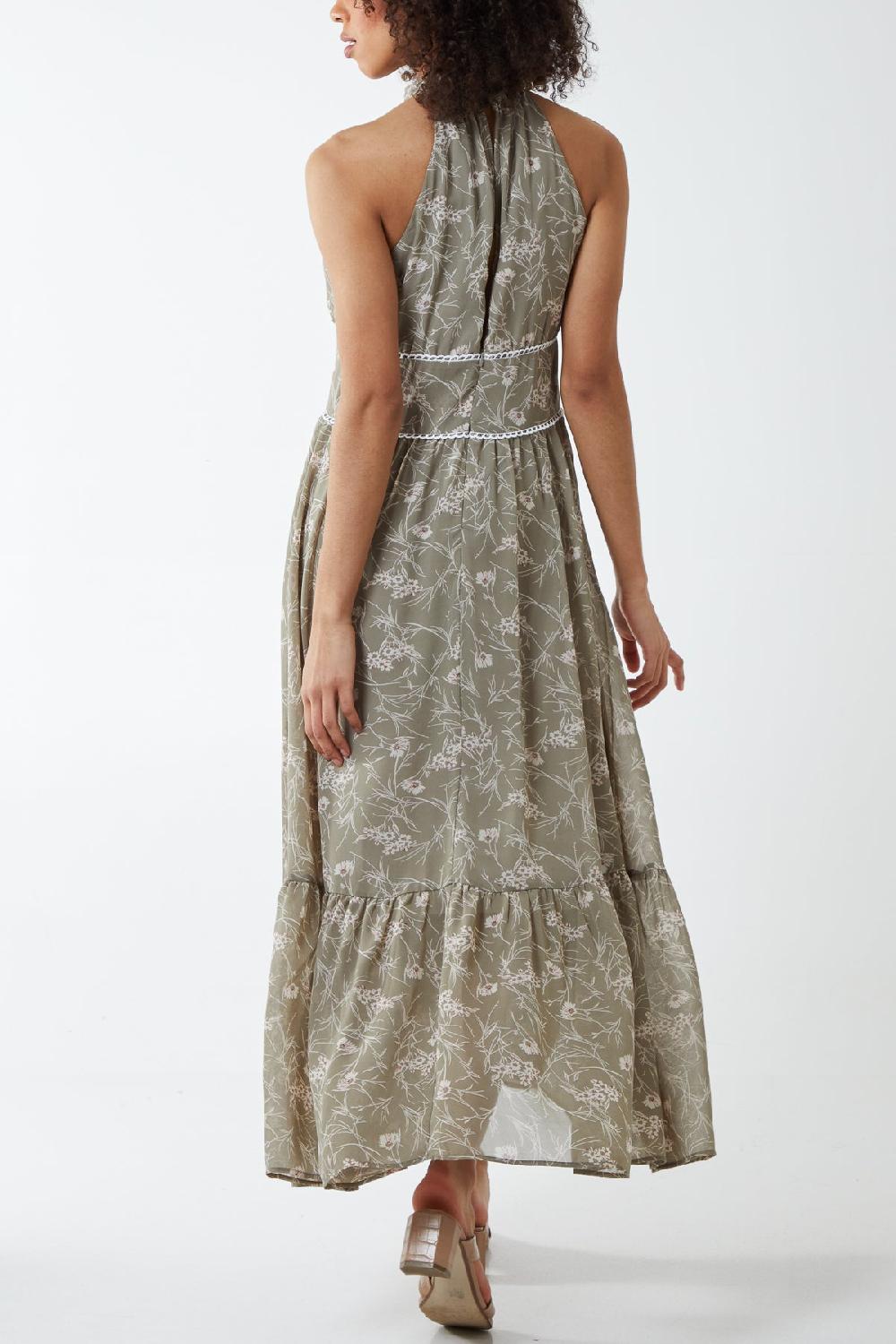 Qed London Cut Out Halter Neck Maxi Dress