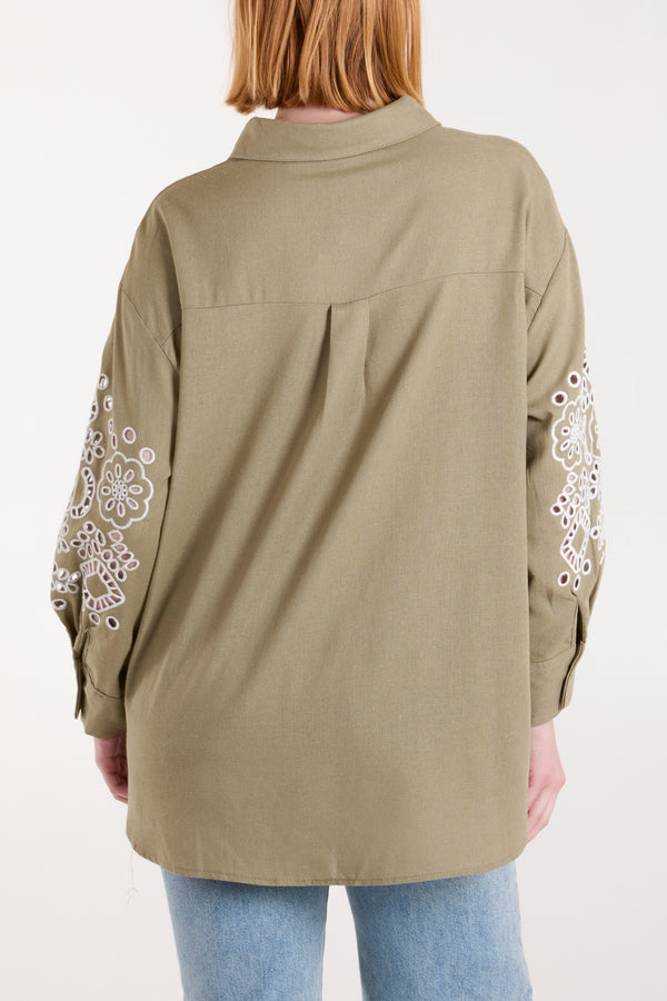 Qed London Cutwork Linen Shirt