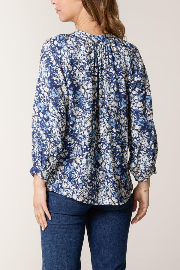 Qed London Daisy Print Shell Button Blouse