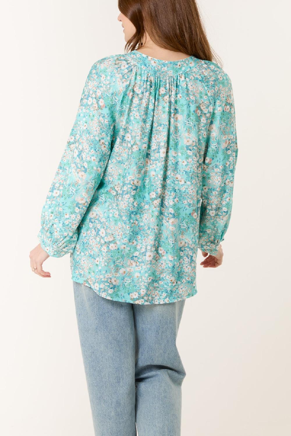 Qed London Daisy Print Shell Button Blouse